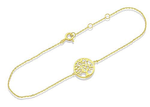 Sold 14K Yellow Gold CZ Small Tree of life Bracelet - 8in