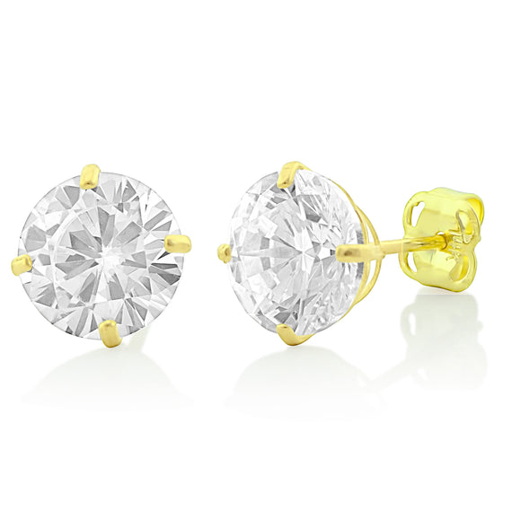 14K Yellow Gold 2.55ct Cz Round Stud Earrings