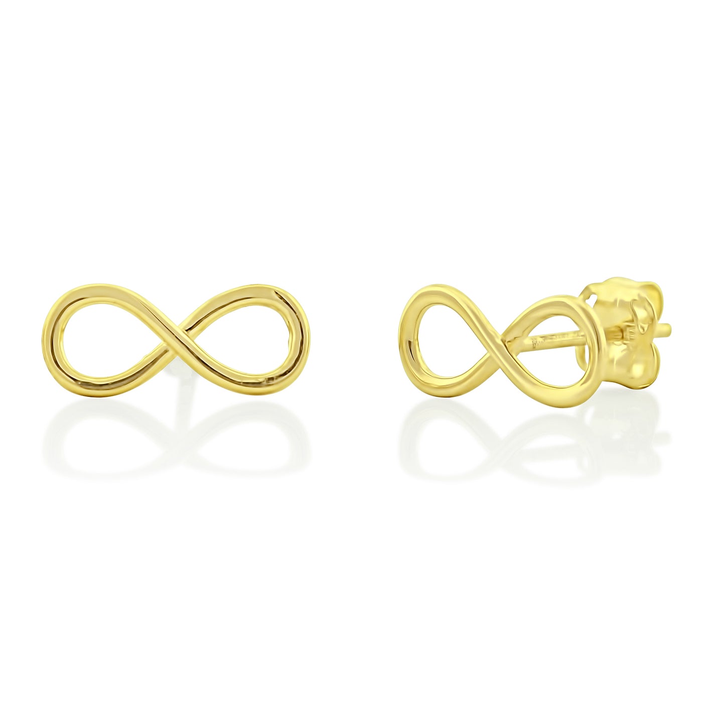 14K Yellow Gold Small Infinity Stud Earrings - 0.40in