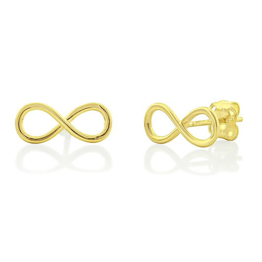 14K Yellow Gold Small Infinity Stud Earrings - 0.40in