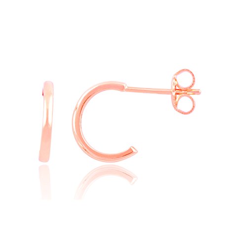 Rose Gold Tone Sterling Silver Small C Hoop Huggie Earrings 11mm
