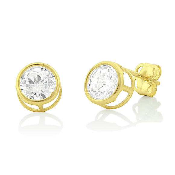 14K Yellow Gold Cz Small Round Stud Earrings - 0.23 in