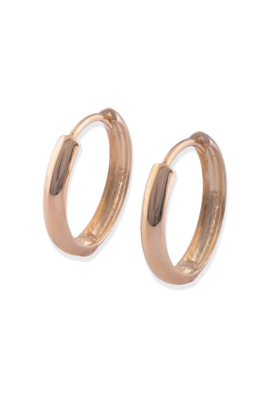 14K Yellow Gold Hoop Earrings for Women, 14K Solid Gold Tiny Huggie Earrings, Dainty Gold Hoops for Girls (14mm x 3mm)