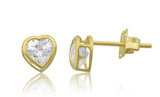 14K Yellow Gold Cz Tiny Heart Stud Earrings - 0.19 in