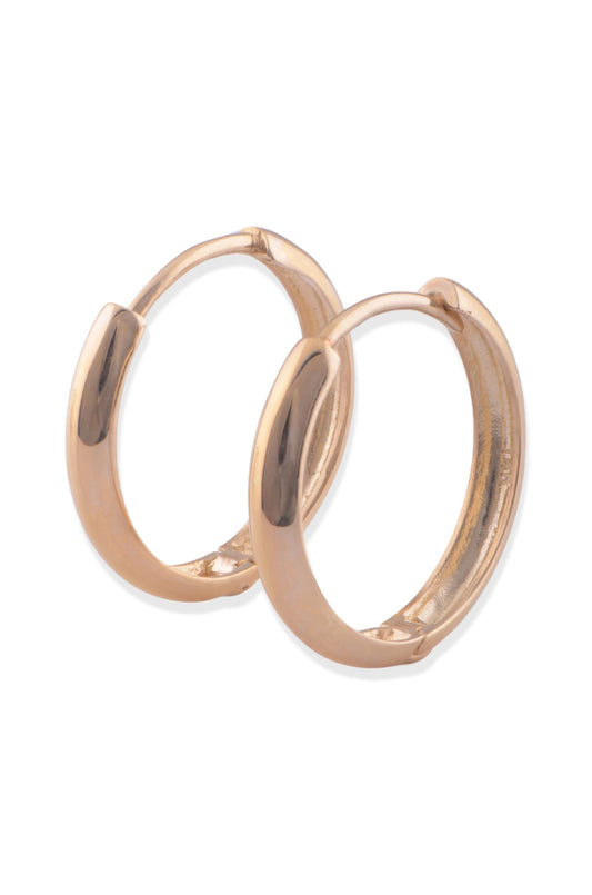 14K Solid Yellow Gold Girls Small Hoop Earrings for Women (16 mm x 3mm)