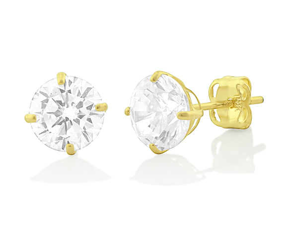 14K Yellow Gold 1.68ct Cz Round Stud Earrings
