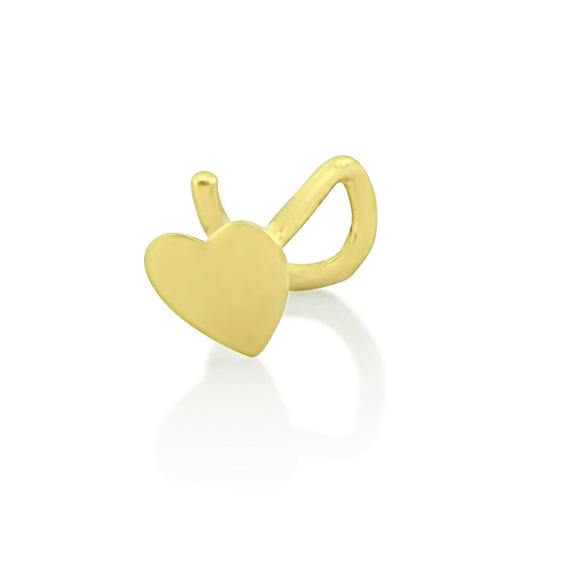 14K Yellow Gold Tiny Heart Nose Ring - 3.5mm