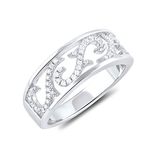Sterling Silver Cz Filigree Vine Ring