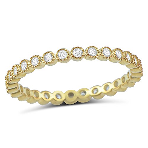Yellow Gold Plated Simulated Diamond Stackable Eternity Ring