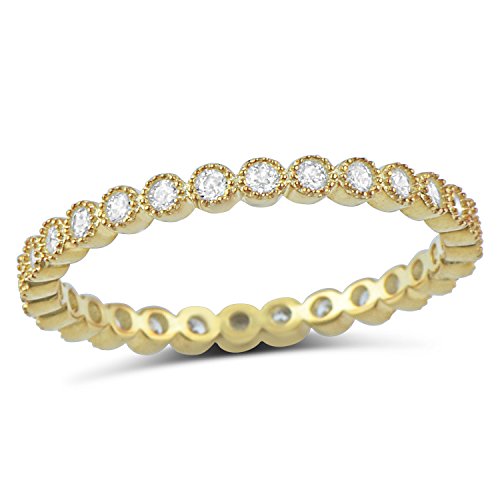 Yellow Gold Plated Simulated Diamond Stackable Eternity Ring
